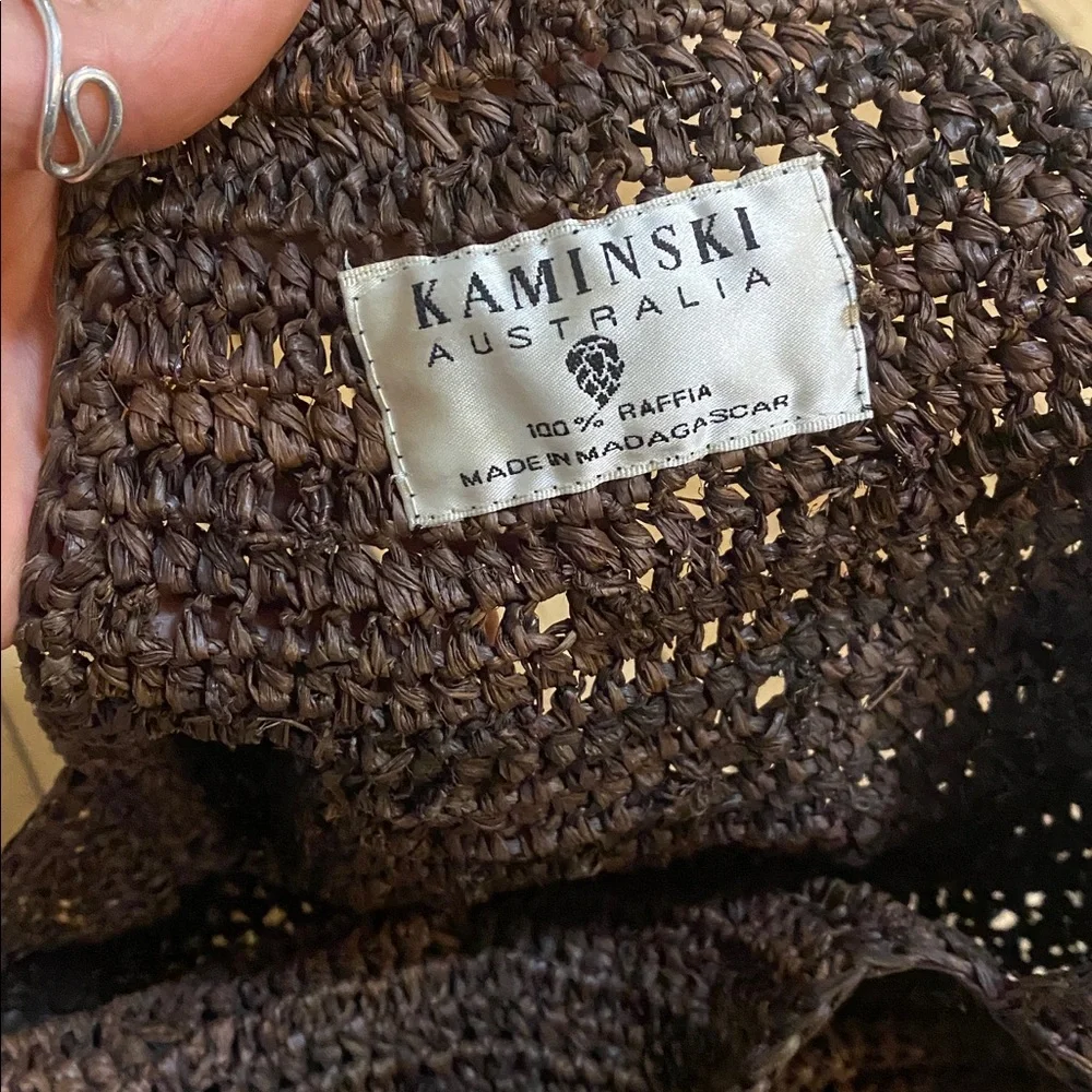 Helen Kaminski Australia 100% raffia Brown Sling woven bucket bag single strap - Picture 7 of 9